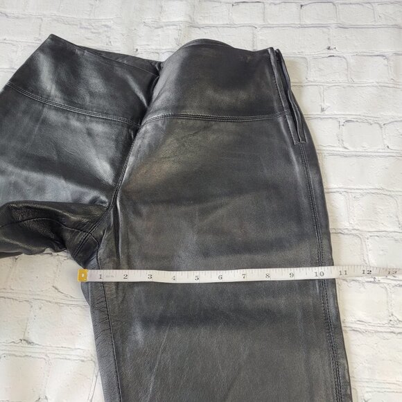 Express women’s black 100% leather bootcut pants size 5/6 - Picture 3 of 11